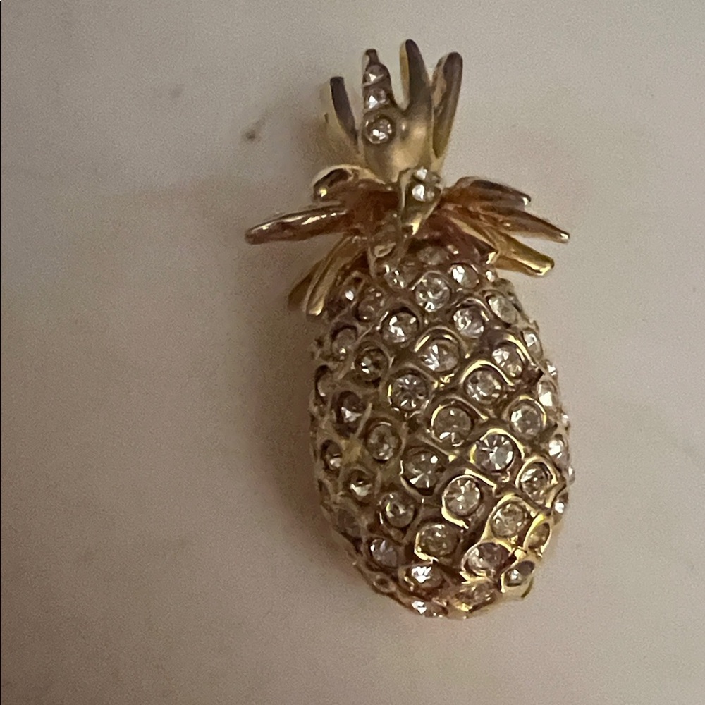 Gold Crystal Pineapple Pin Women Jewelry